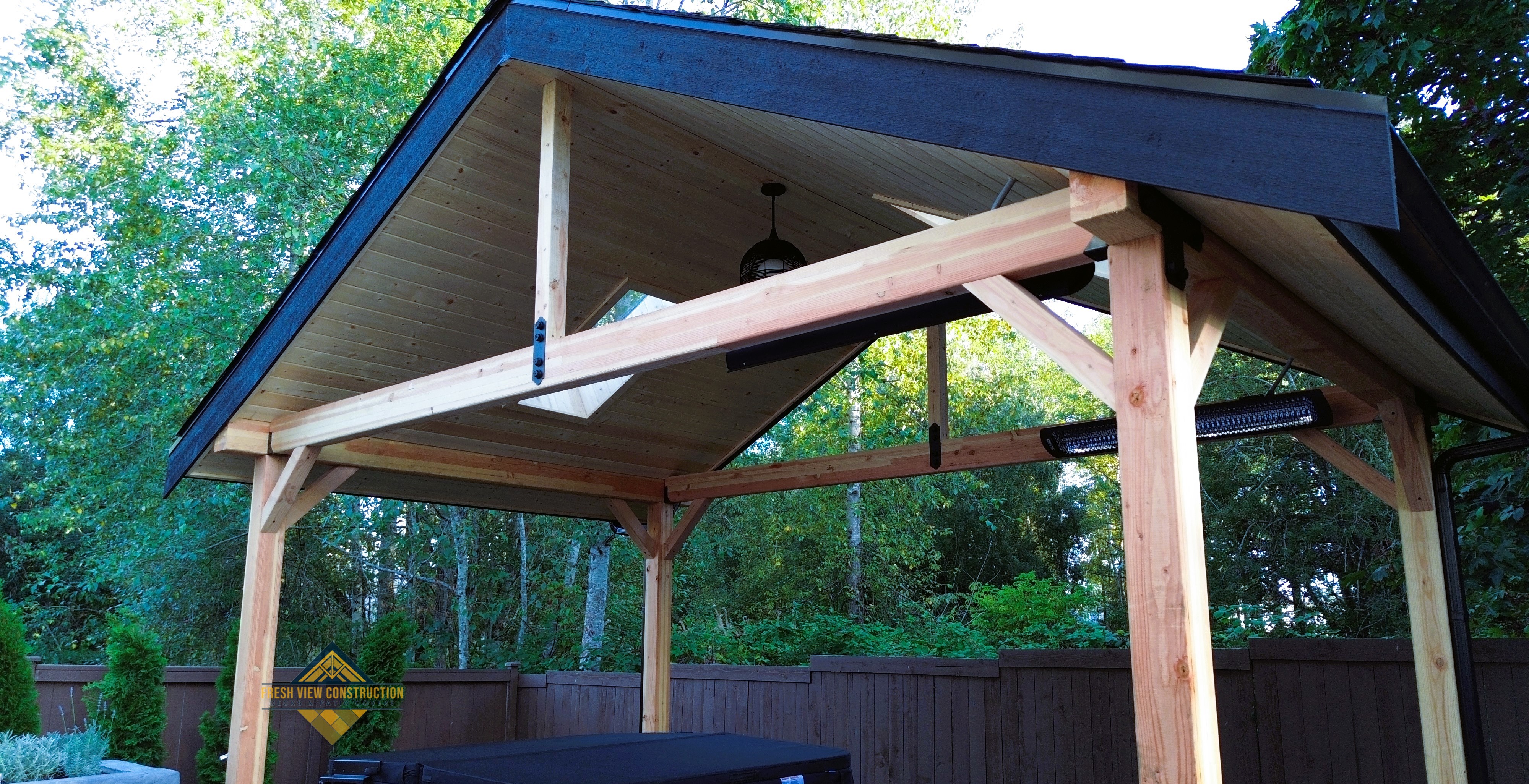 Pine tongue and groove ceiling detail
