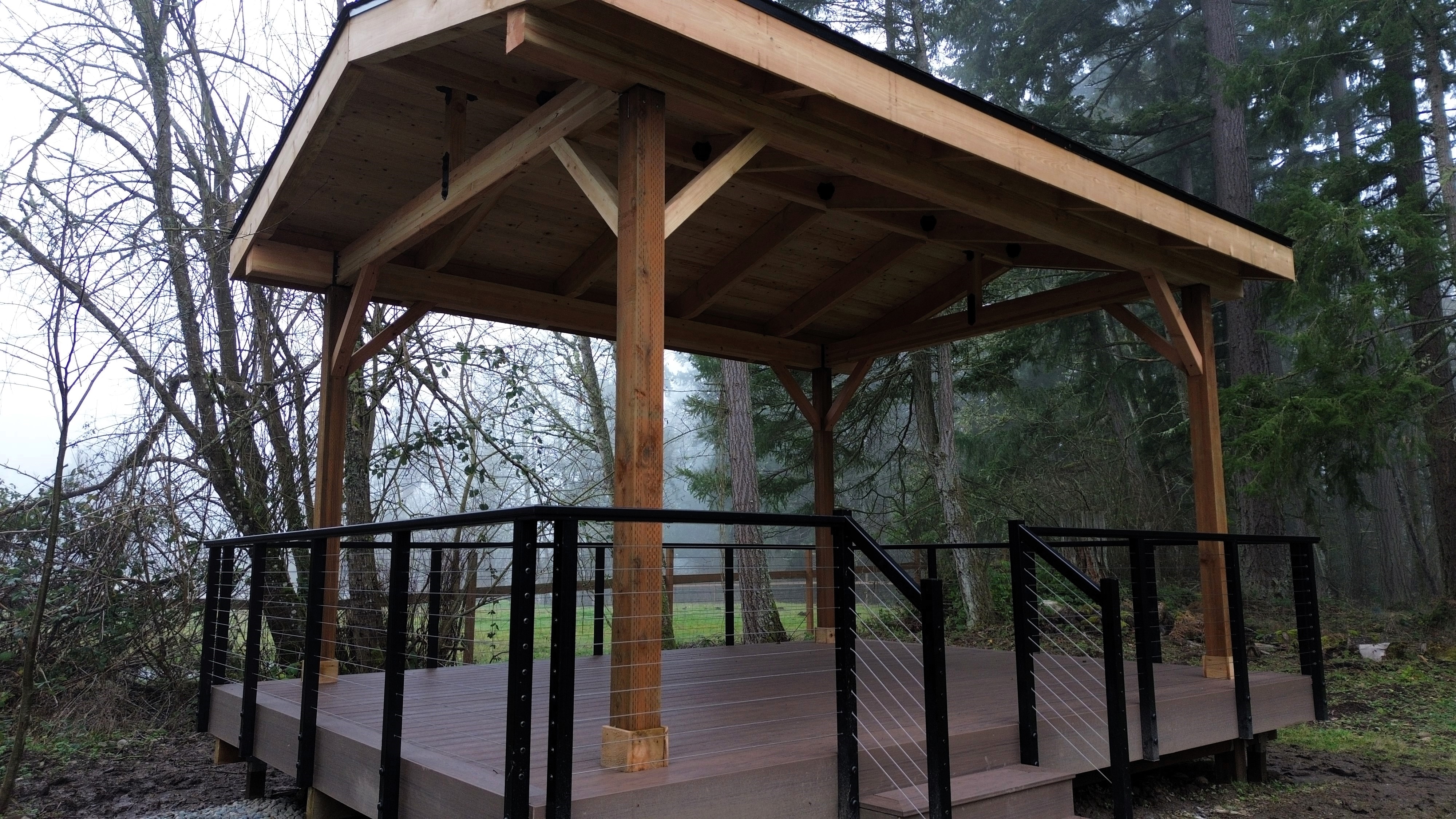 6x8 glulam beams for engineered timber-frame covered deck